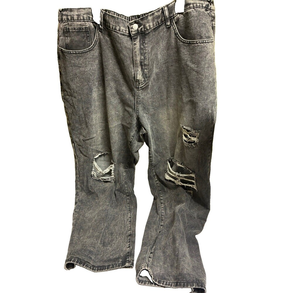 Shein Curve 4XL Black/Grey Distressed Ripped Skinny Jeans Women’s Plus Size